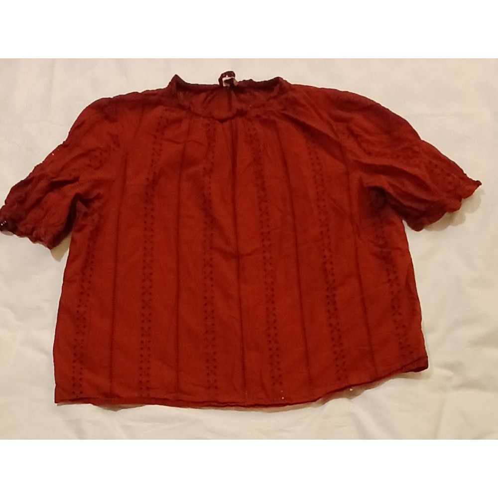 Universal Thread XXL Rust Eyelet Puff Sleeve Blouse Top Short Sleeve 100% Cotton